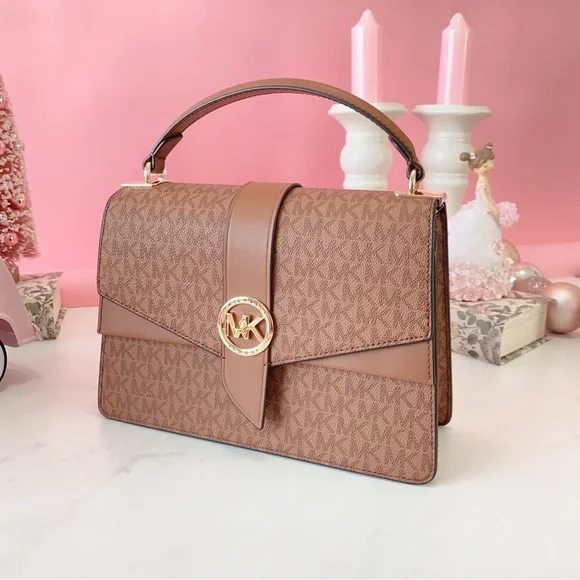 Final Sale!!! 👜 MICHAEL KORS 🌺 Greenwich Medium Logo Satchel - Picture 13 of 14